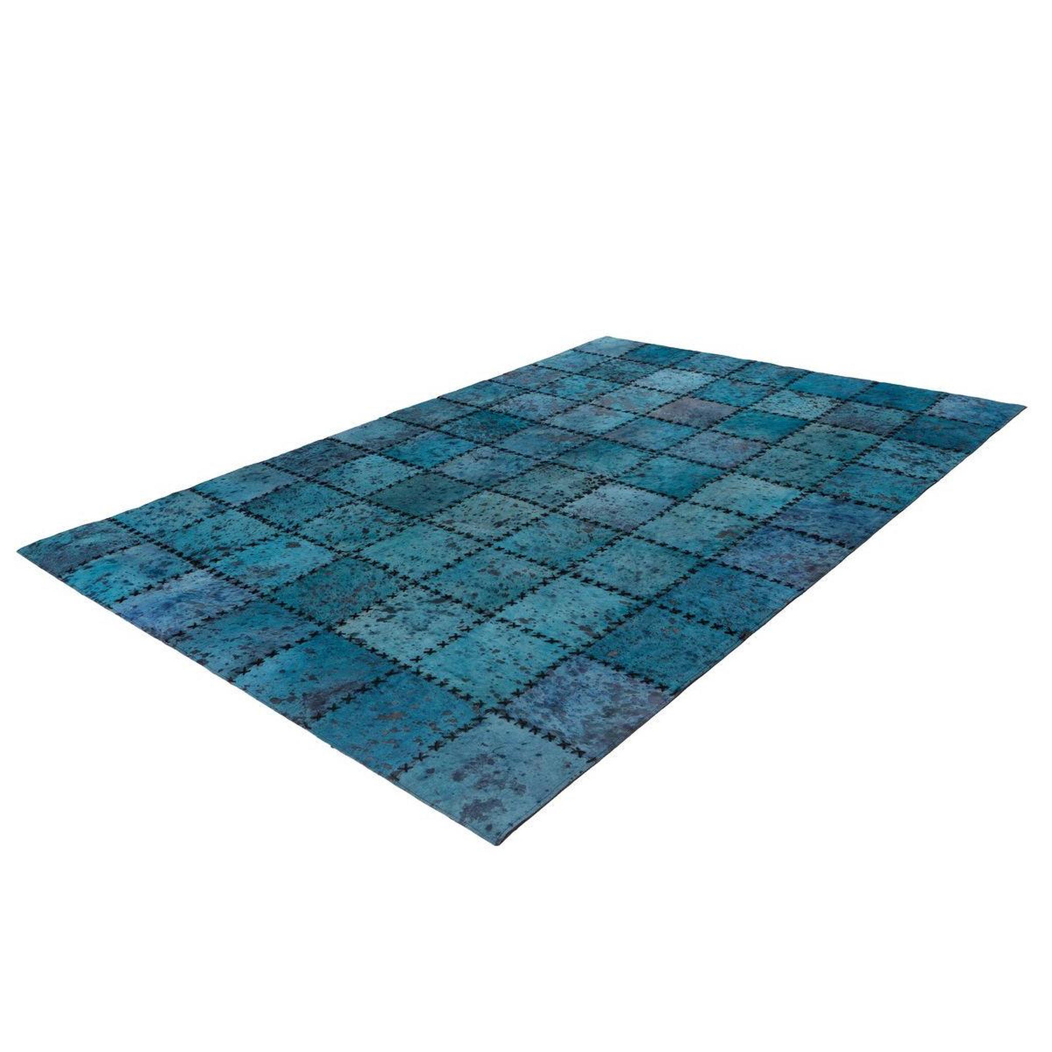 Voir la diapositive 4 : Paris Prix Tapis Patchwork en Cuir Fait Main  Voila  Turquoise