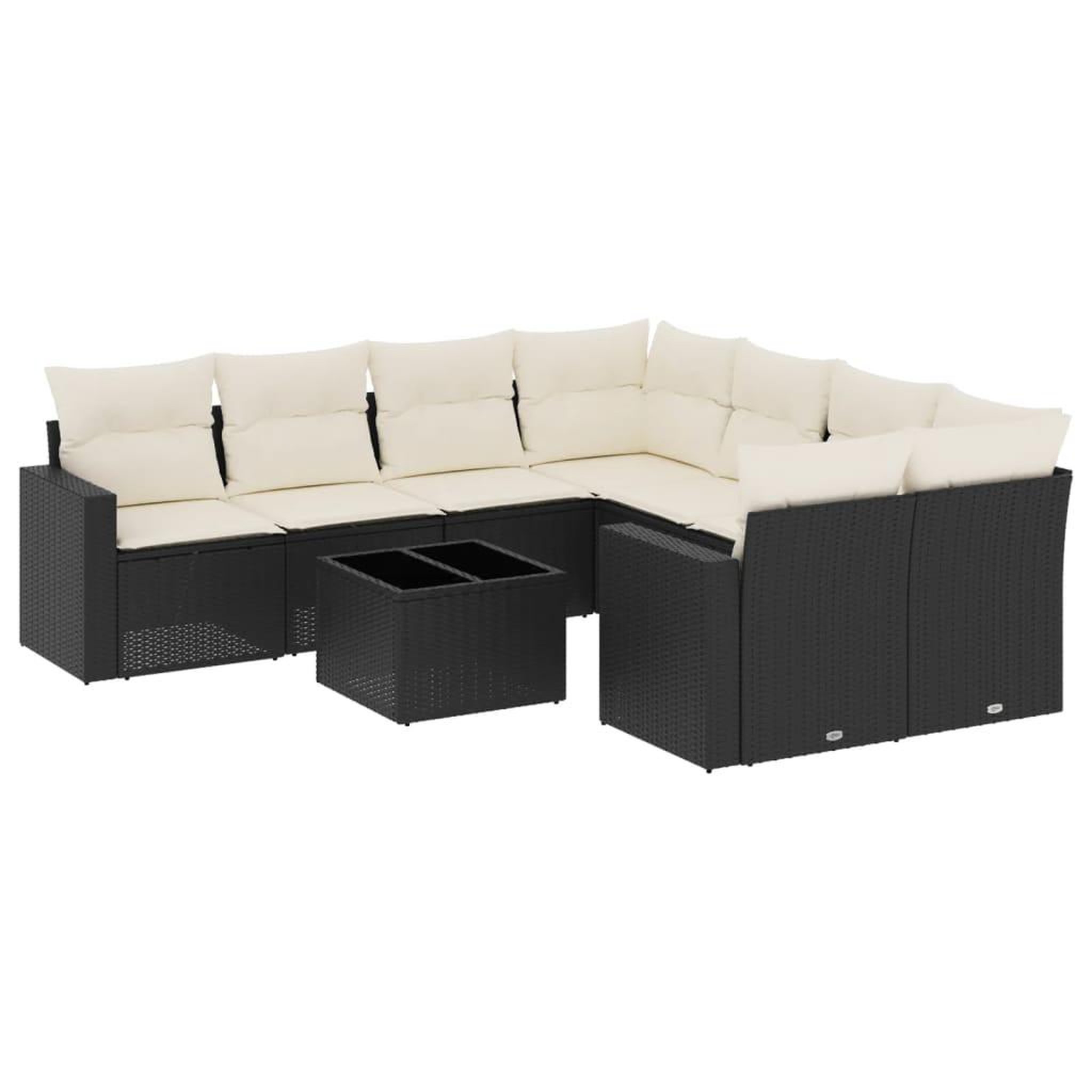 Voir la diapositive 2 : VIDAXL Salon de jardin 9 pcs avec coussins noir resine tressee