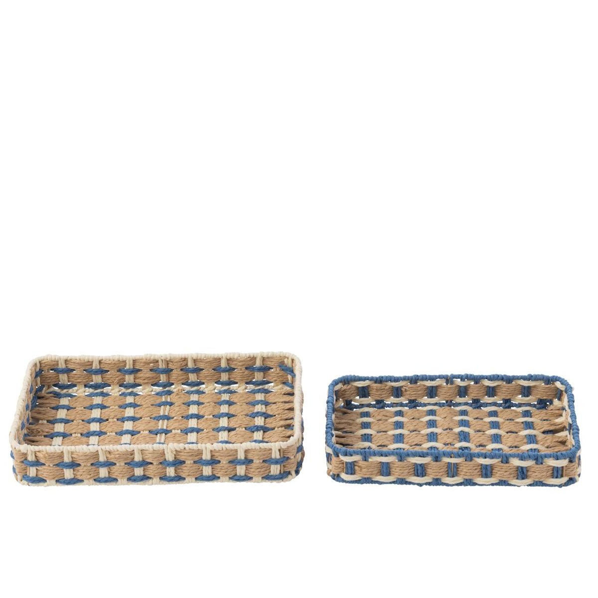 Paris Prix Lot de 2 Paniers de Rangement  Lupe  38cm Naturel & Bleu