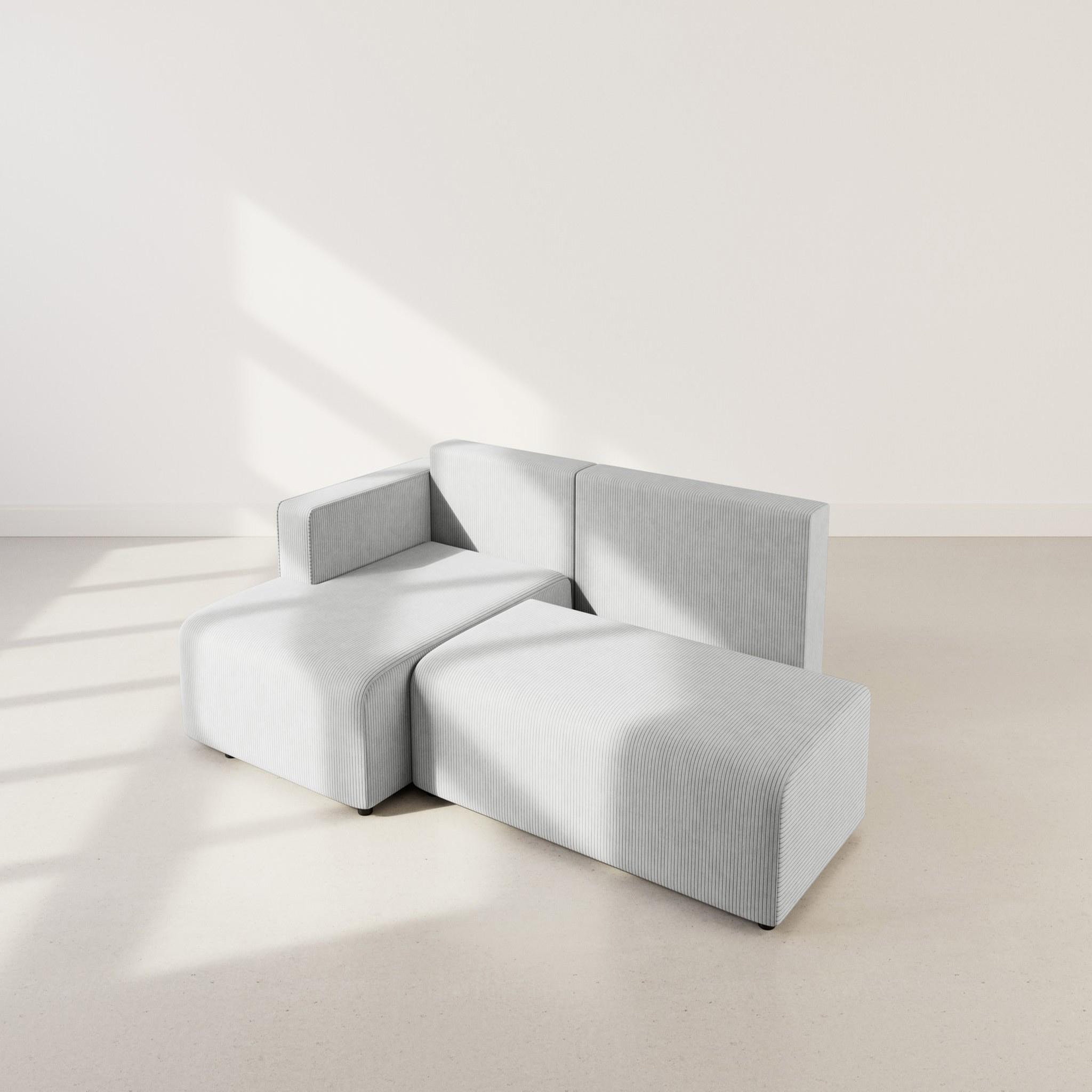 Voir la diapositive 3 : BEST MOBILIER Topaze - canapé d'angle gauche 4 places convertible avec coffre en velours côtelé