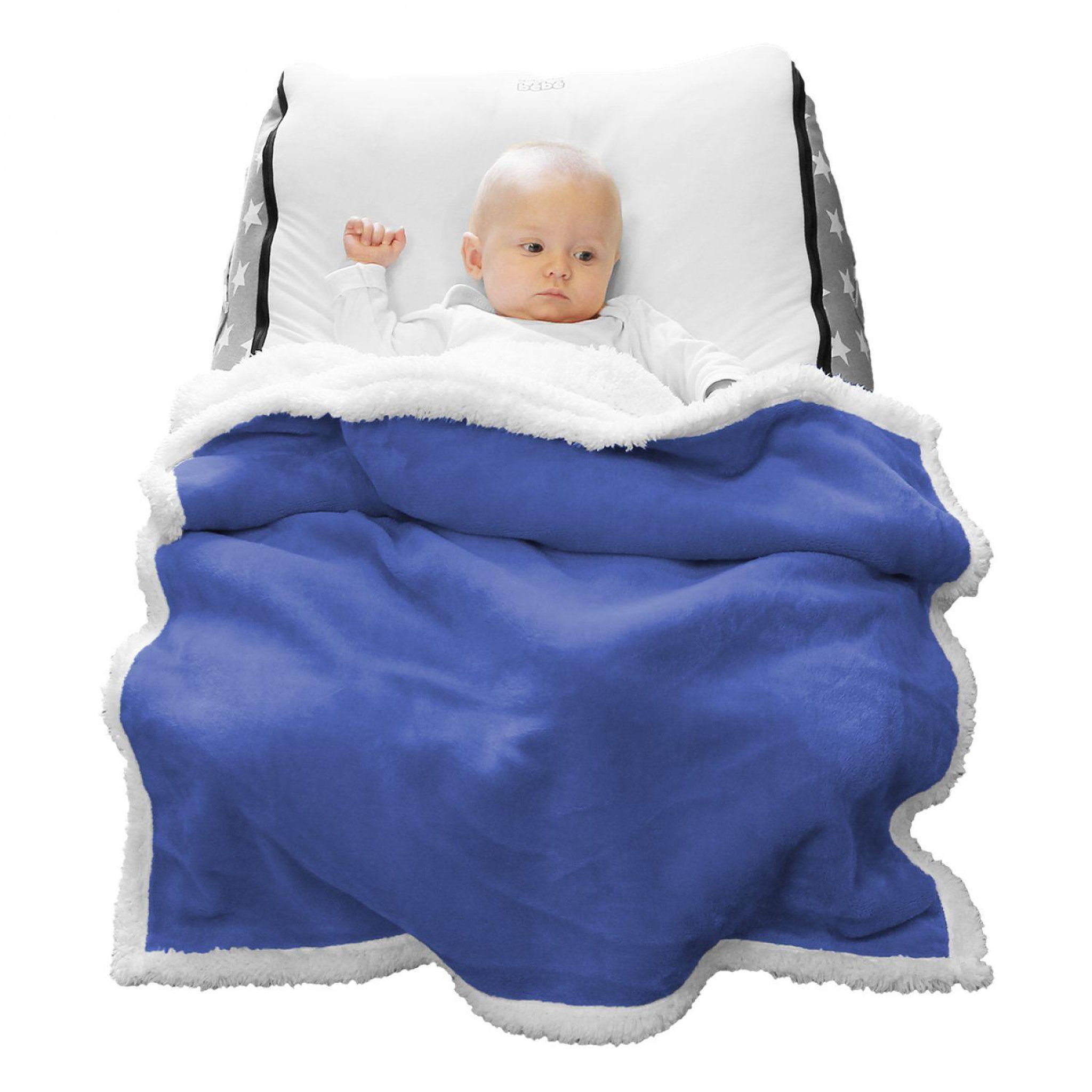 Voir la diapositive 4 : Monsieur Bébé Lot de 2 couvertures, plaids polaires pour bébé 75 x 100 cm en flanelle et sherpa ultra doux