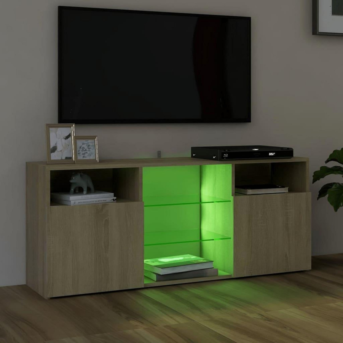 VIDAXL Meuble TV avec lumieres LED chene sonoma 120x30x50 cm