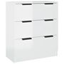 Voir la diapositive 3 : VIDAXL Buffets 3 pcs blanc brillant bois d'ingenierie