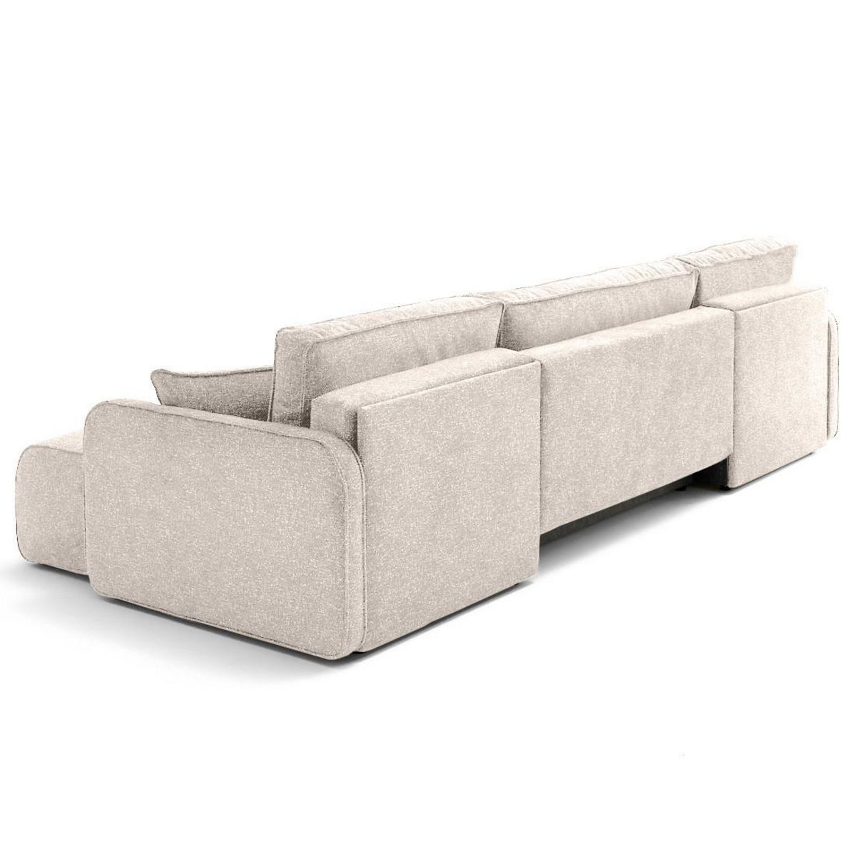 LISA DESIGN Apolline - canapé panoramique en u 7 places convertible avec coffres en tissu moucheté