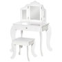 Voir la diapositive 1 : HOMCOM Coiffeuse enfant avec tabouret, miroir triptyque et tiroir coulissant - coiffeuse dim. 63L x 40l x 85,5H cm - MDF blanc acrylique