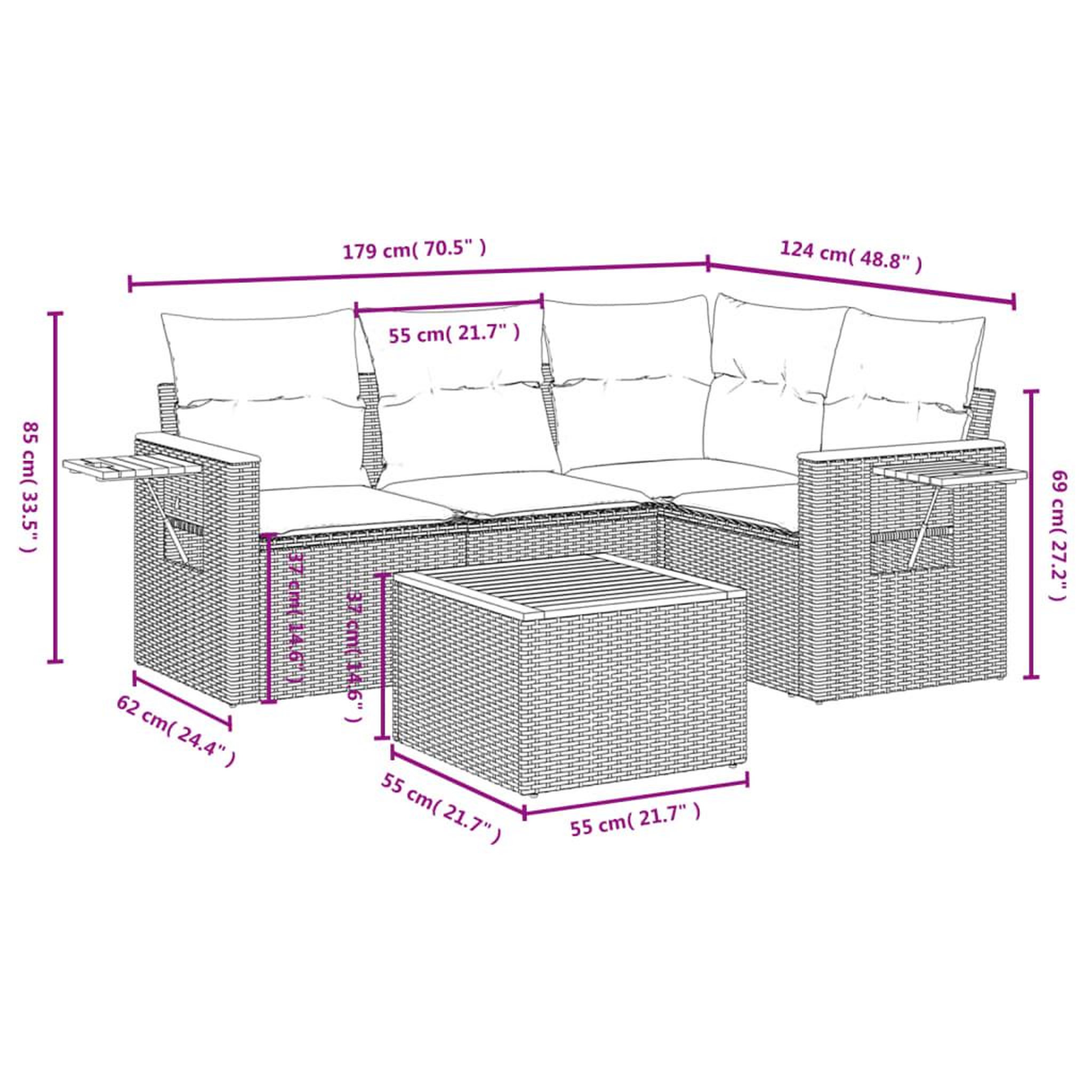 Voir la diapositive 4 : VIDAXL Salon de jardin 5 pcs avec coussins noir resine tressee