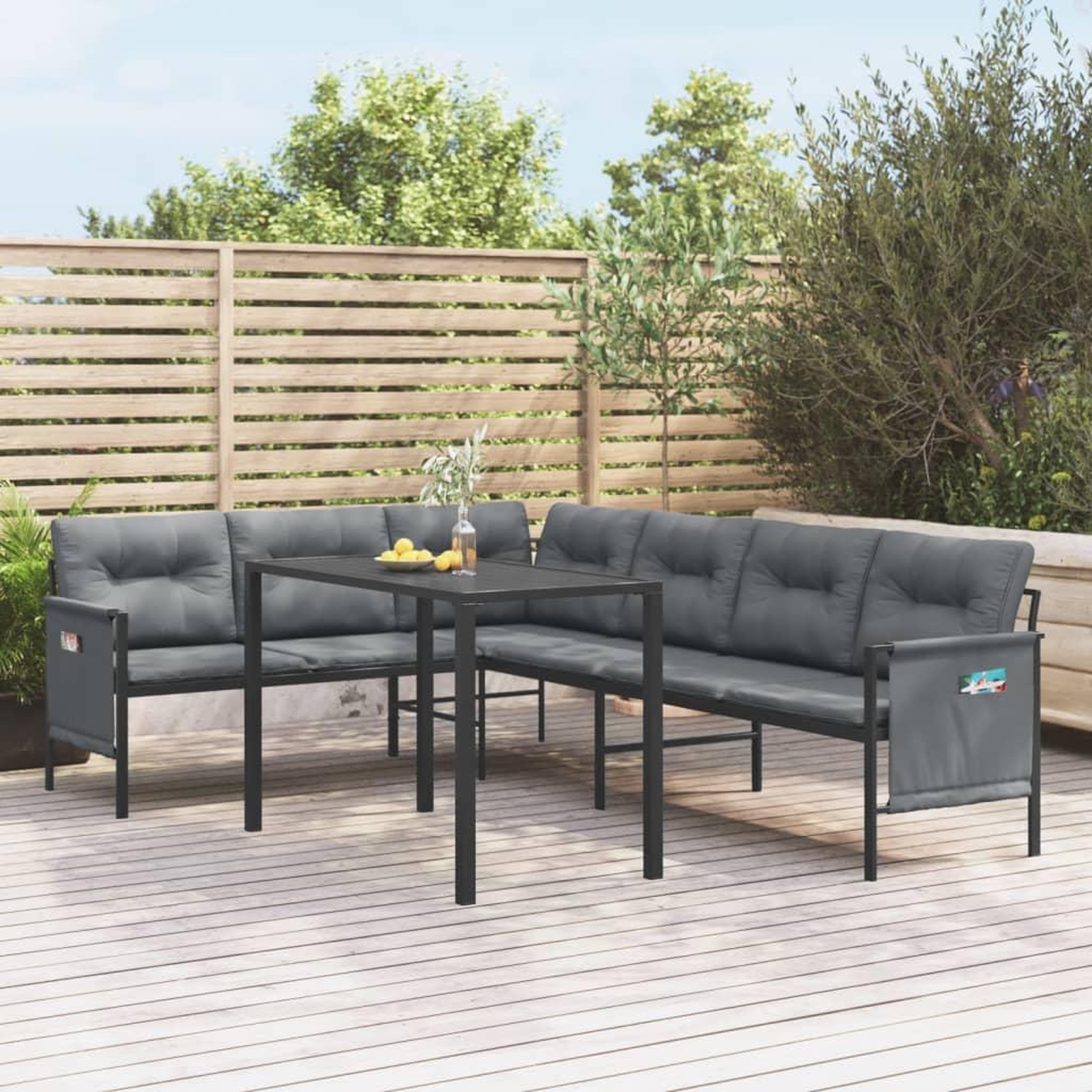VIDAXL Ensemble a manger de jardin 2 pcs anthracite acier