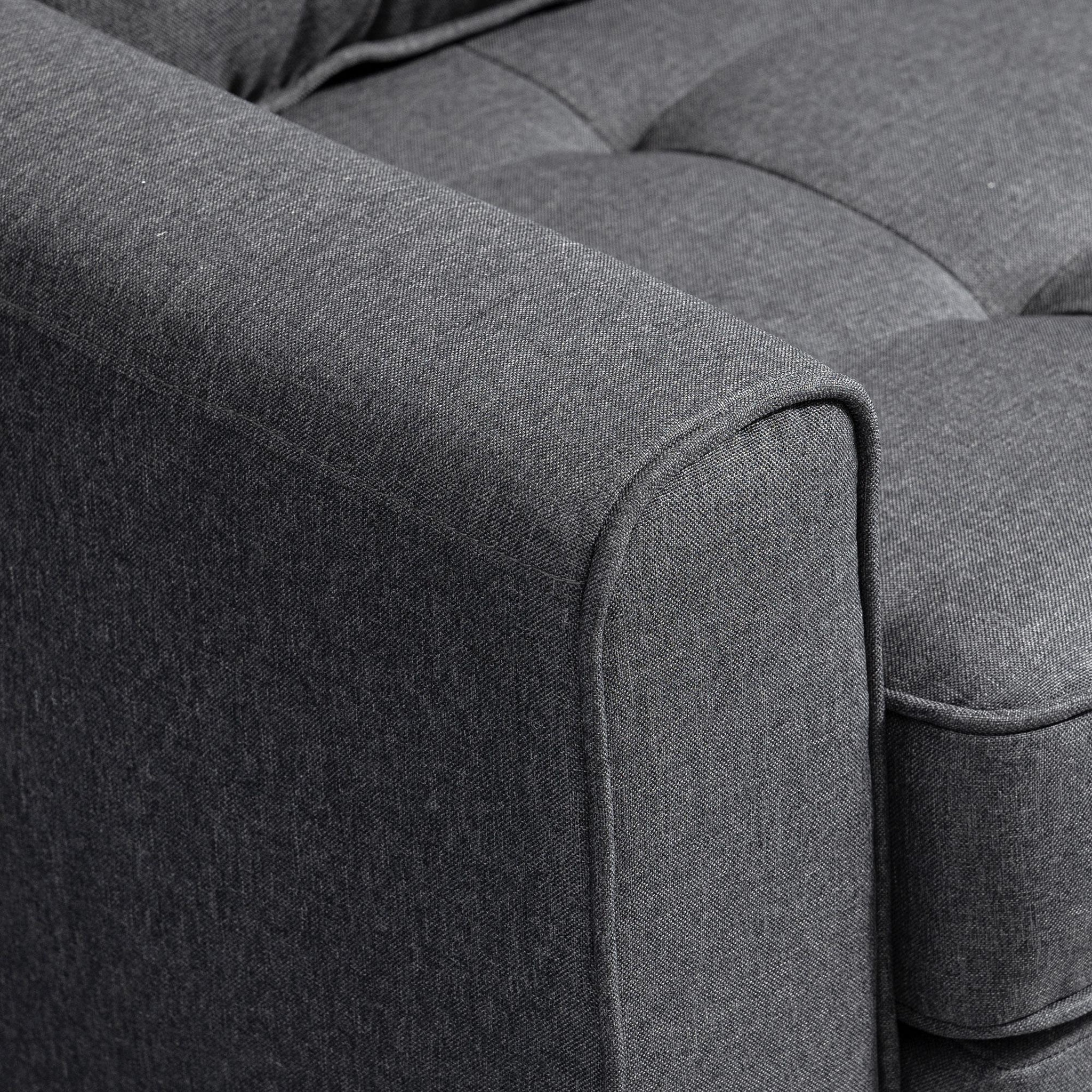 Voir la diapositive 5 : HOMCOM Canapé convertible 2 places design contemporain assise dossier capitonnés polyester aspect lin gris