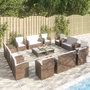Voir la diapositive 1 : VIDAXL Salon de jardin 16 pcs avec coussins Resine tressee Marron