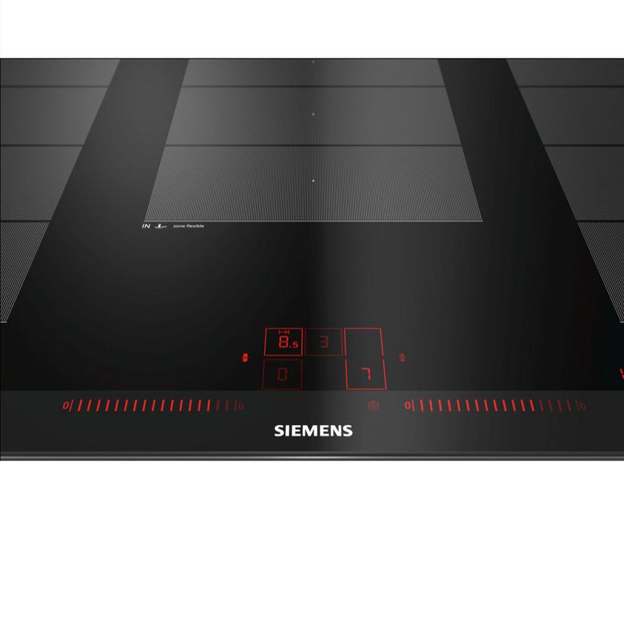 Voir la diapositive 2 : Siemens Table de cuisson à induction 90cm 5 feux 11100w noir - ex975lxc1f