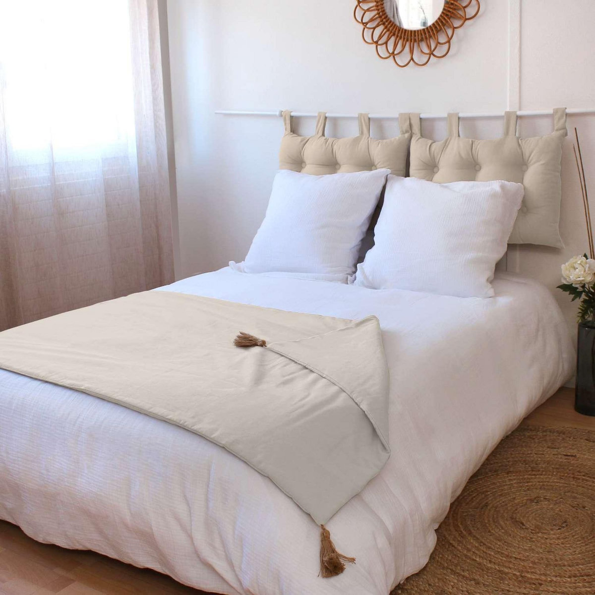 TOILINUX Edredon en coton avec pompons