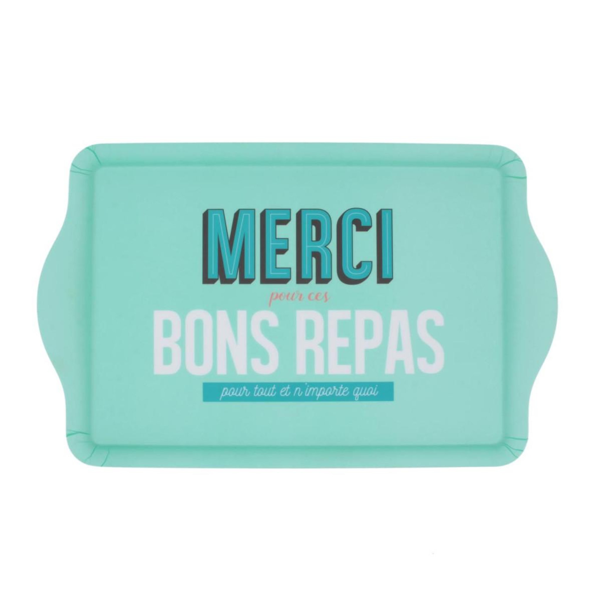 The Home Deco Factory Plateau de Service Imprimé  Merci  47cm Bleu