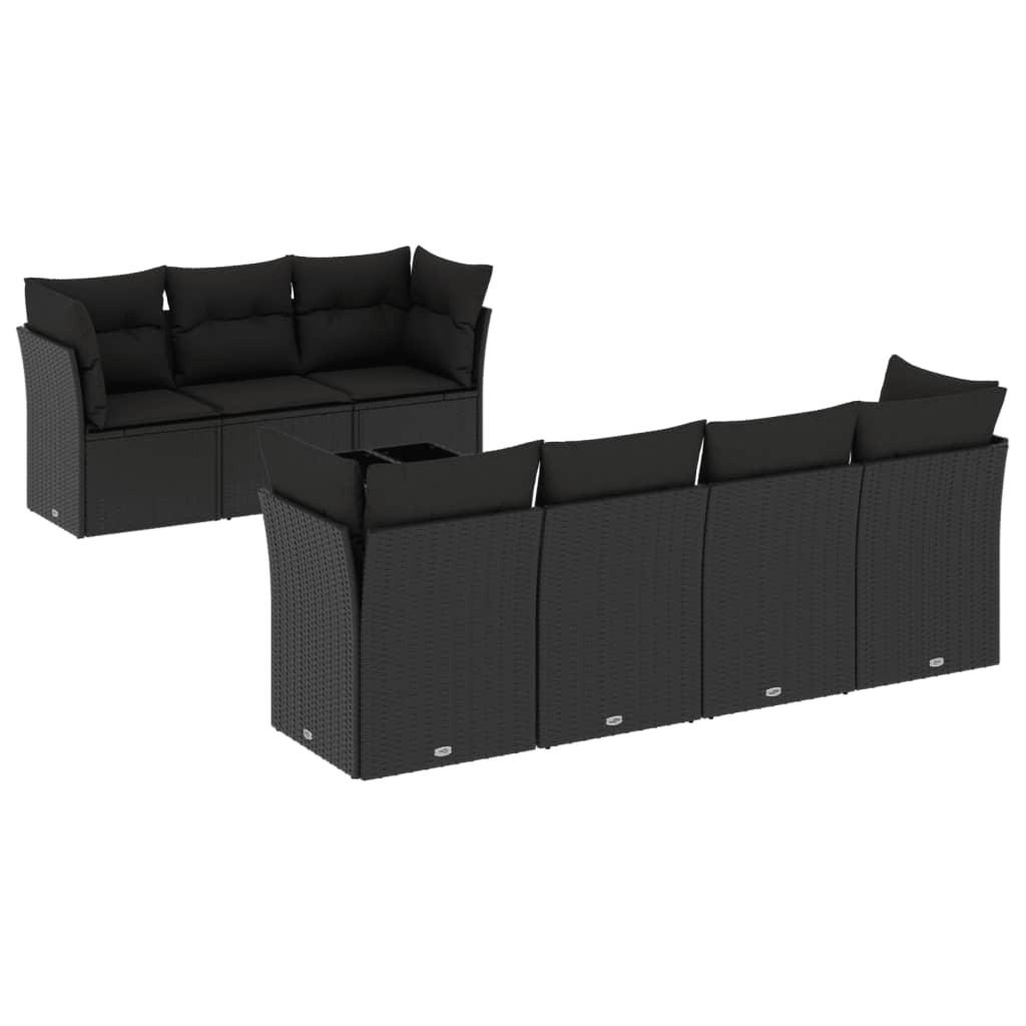 Voir la diapositive 2 : VIDAXL Salon de jardin 8 pcs avec coussins noir resine tressee