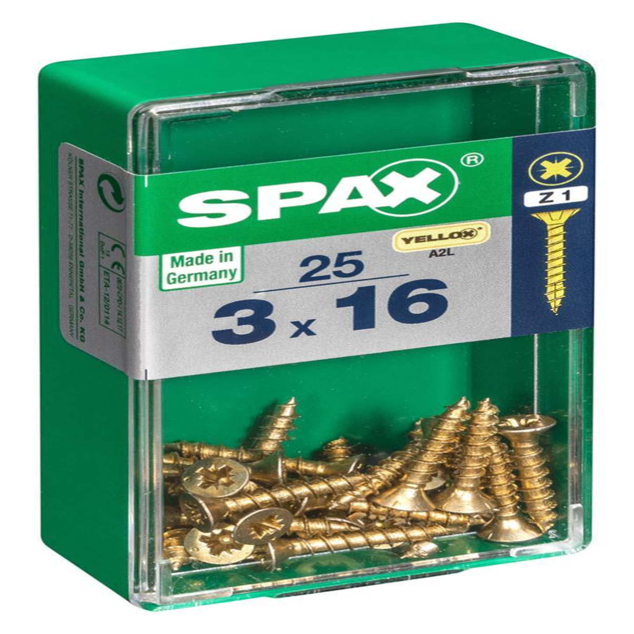 CENTRALE BRICO Lot de 25 vis acier tête fraisée pozidriv SPAX, Diam.3 mm x L.16 mm