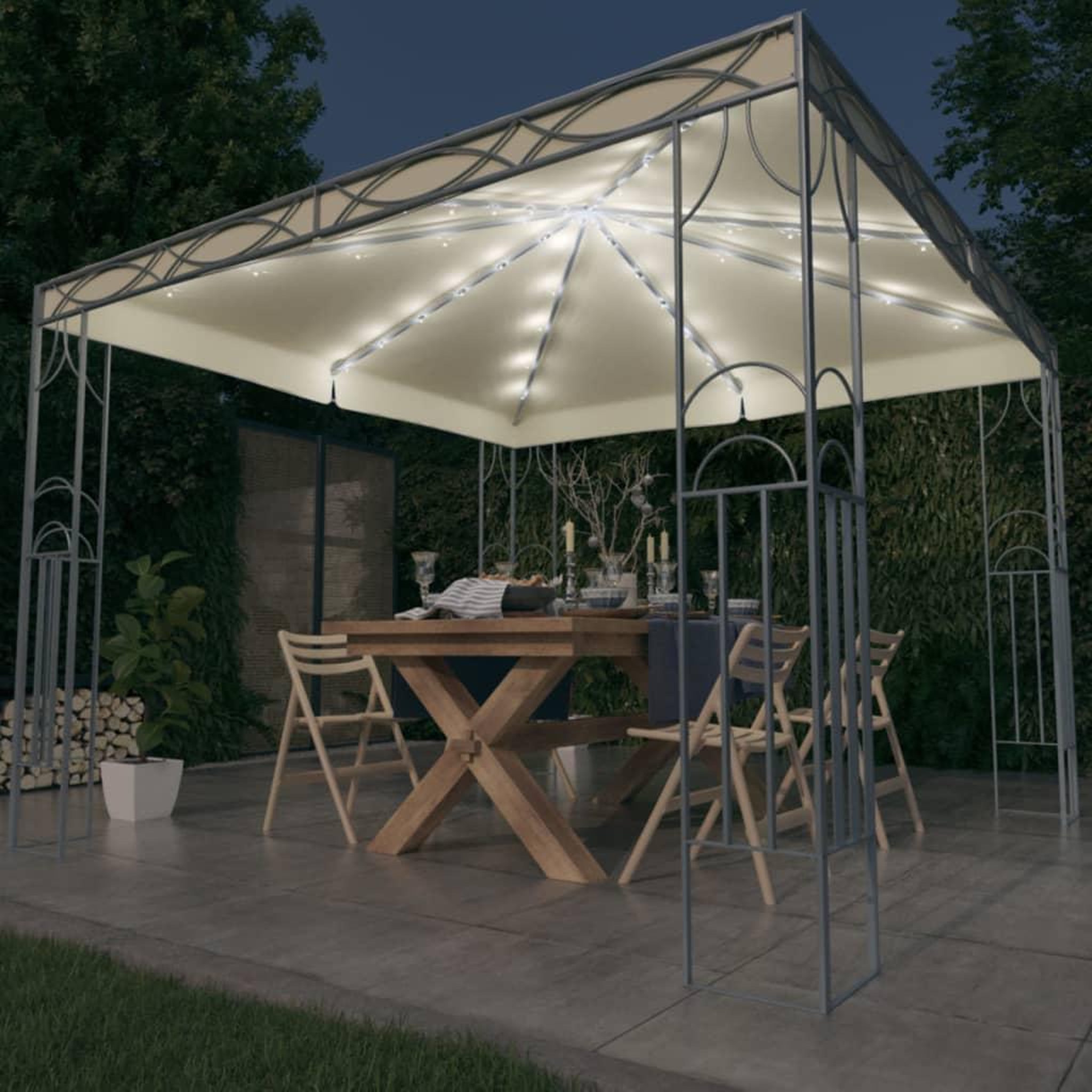 VIDAXL Tonnelle avec guirlande lumineuse a LED 300x300 cm Creme