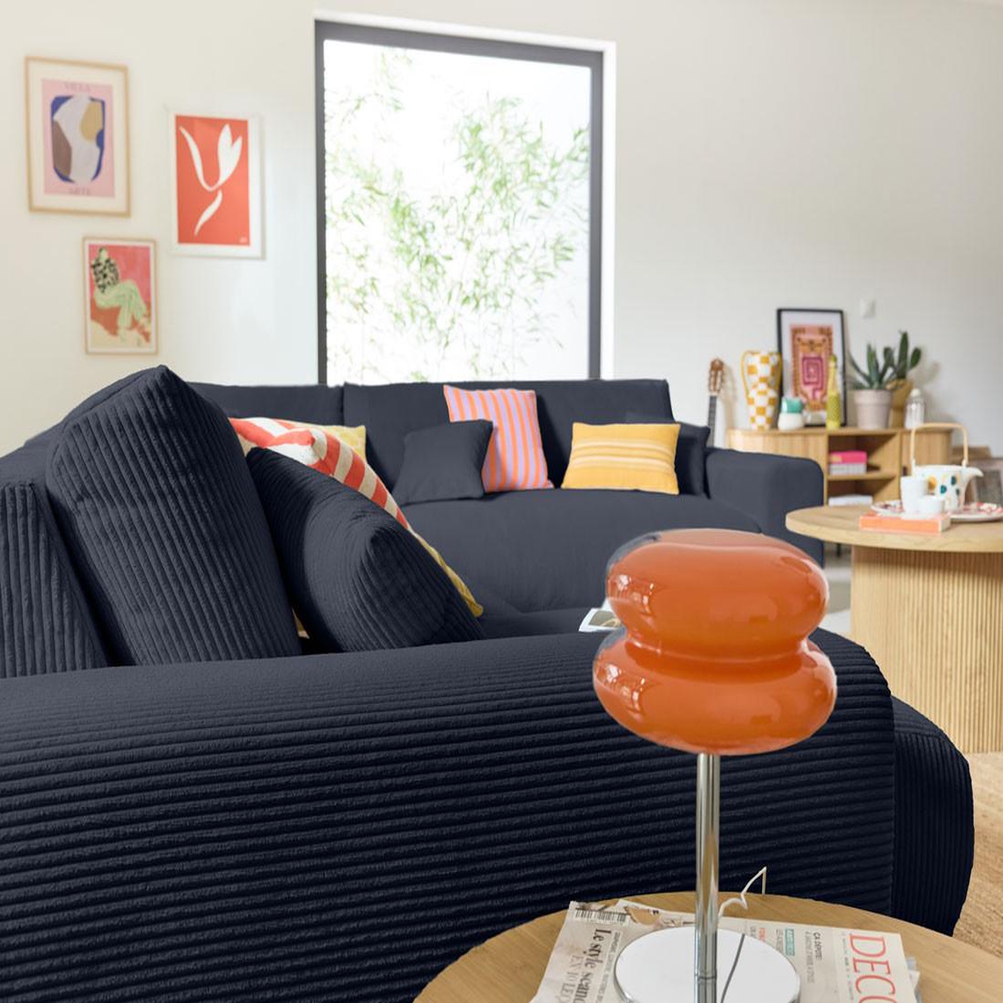 Voir la diapositive 3 : BEST MOBILIER Garance - canapé modulable d'angle droit - 8 places - en velours côtelé