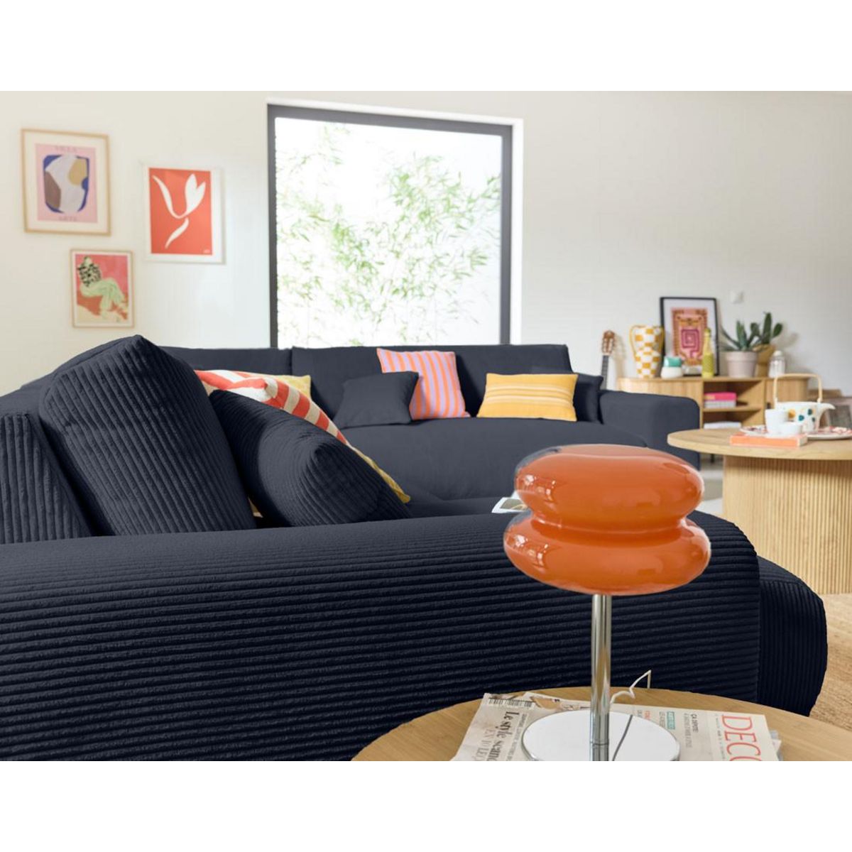 LISA DESIGN Garance - canapé modulable d'angle droit - 8 places - en velours côtelé