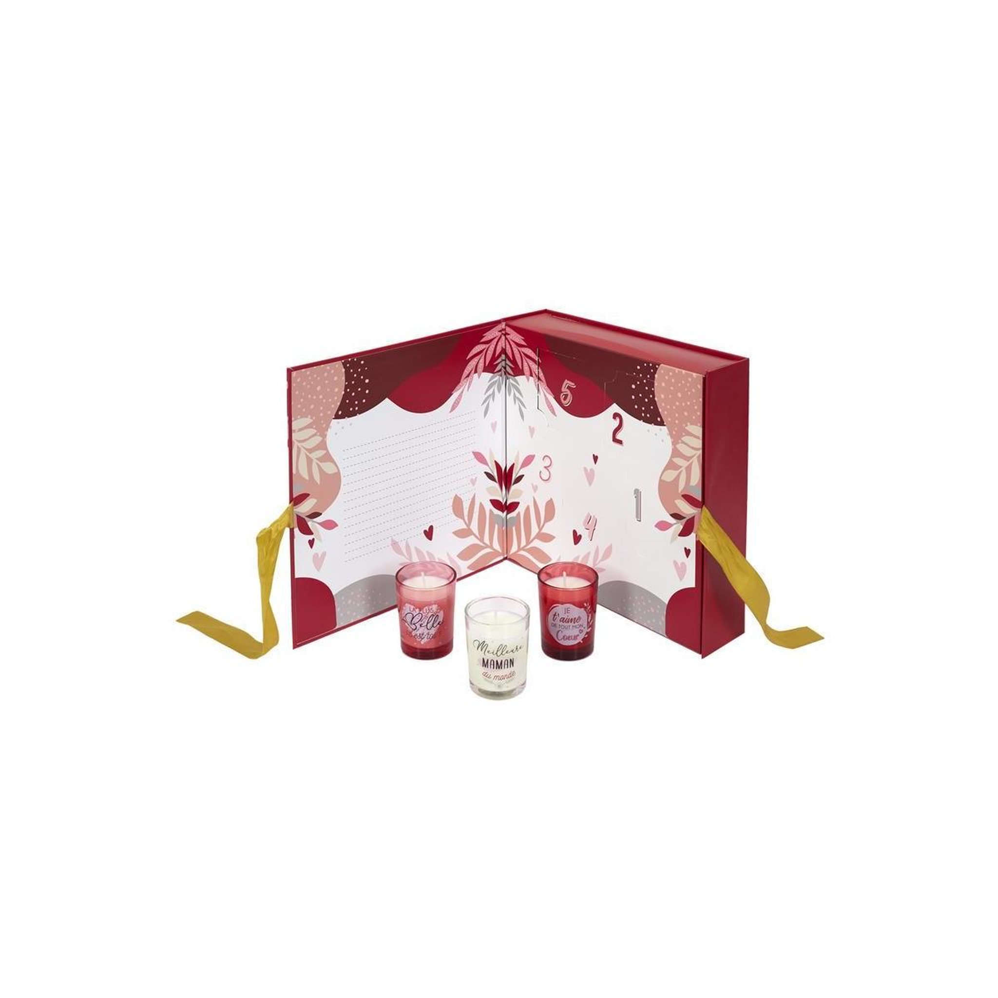 Voir la diapositive 2 : The Home Deco Factory Calendrier 5 Bougies Parfumées  Maman  6cm Rose