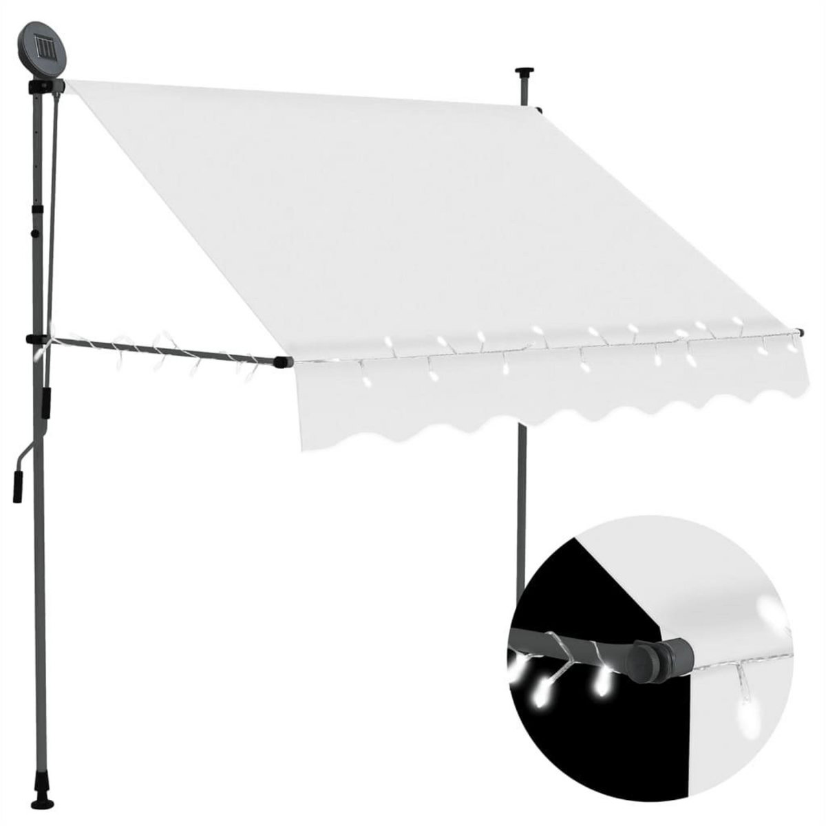 VIDAXL Auvent manuel retractable avec LED 200 cm Creme