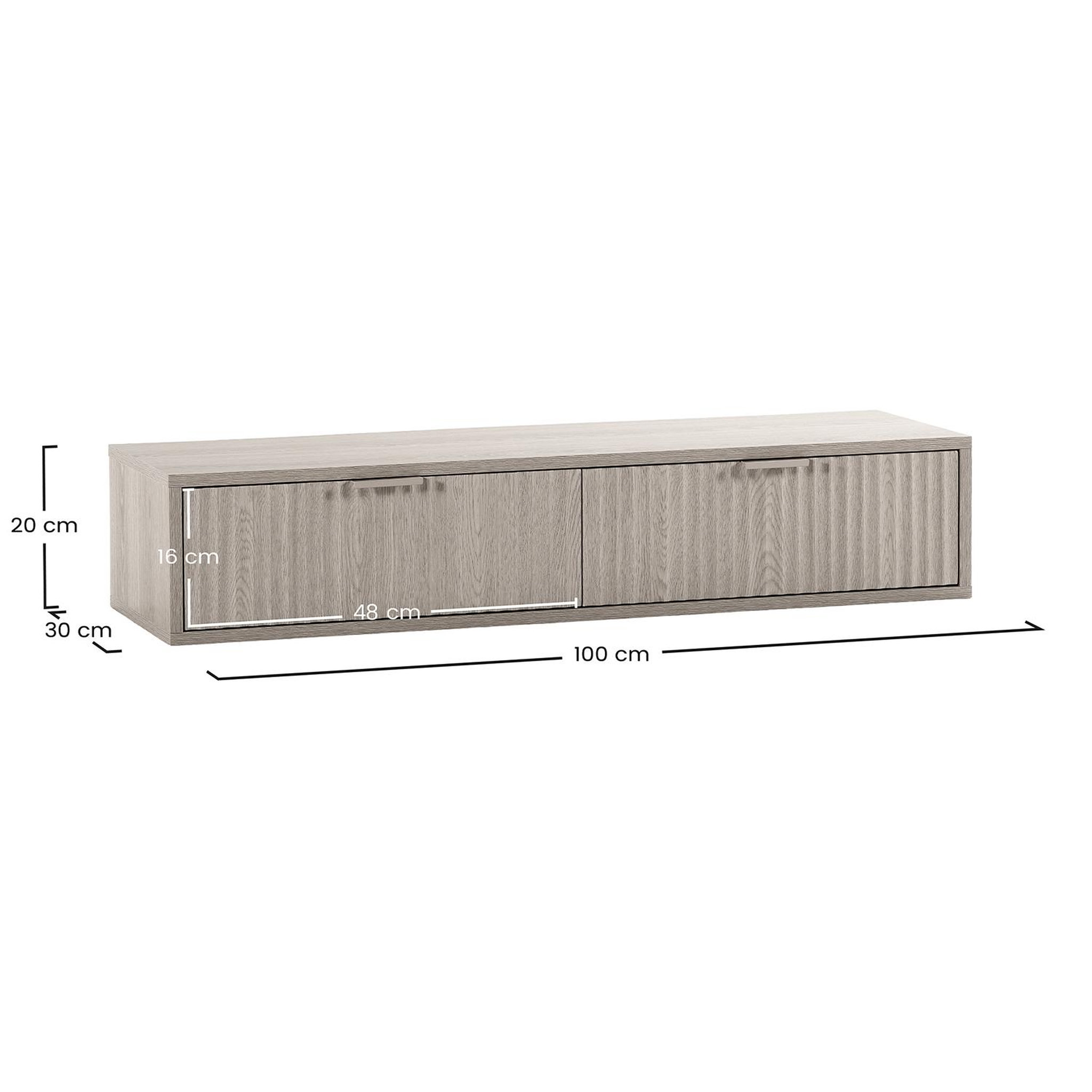 Voir la diapositive 6 : VS VENTA-STOCK Table console flottante Lluvia 2 tiroirs effet Chêne