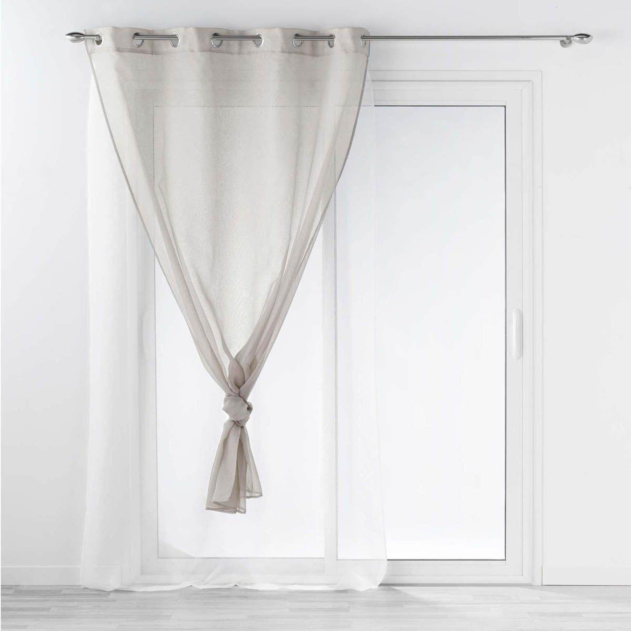 Douceur d'Intérieur Rideau voilage à œillets  duetto  140x240cm gris & blanc