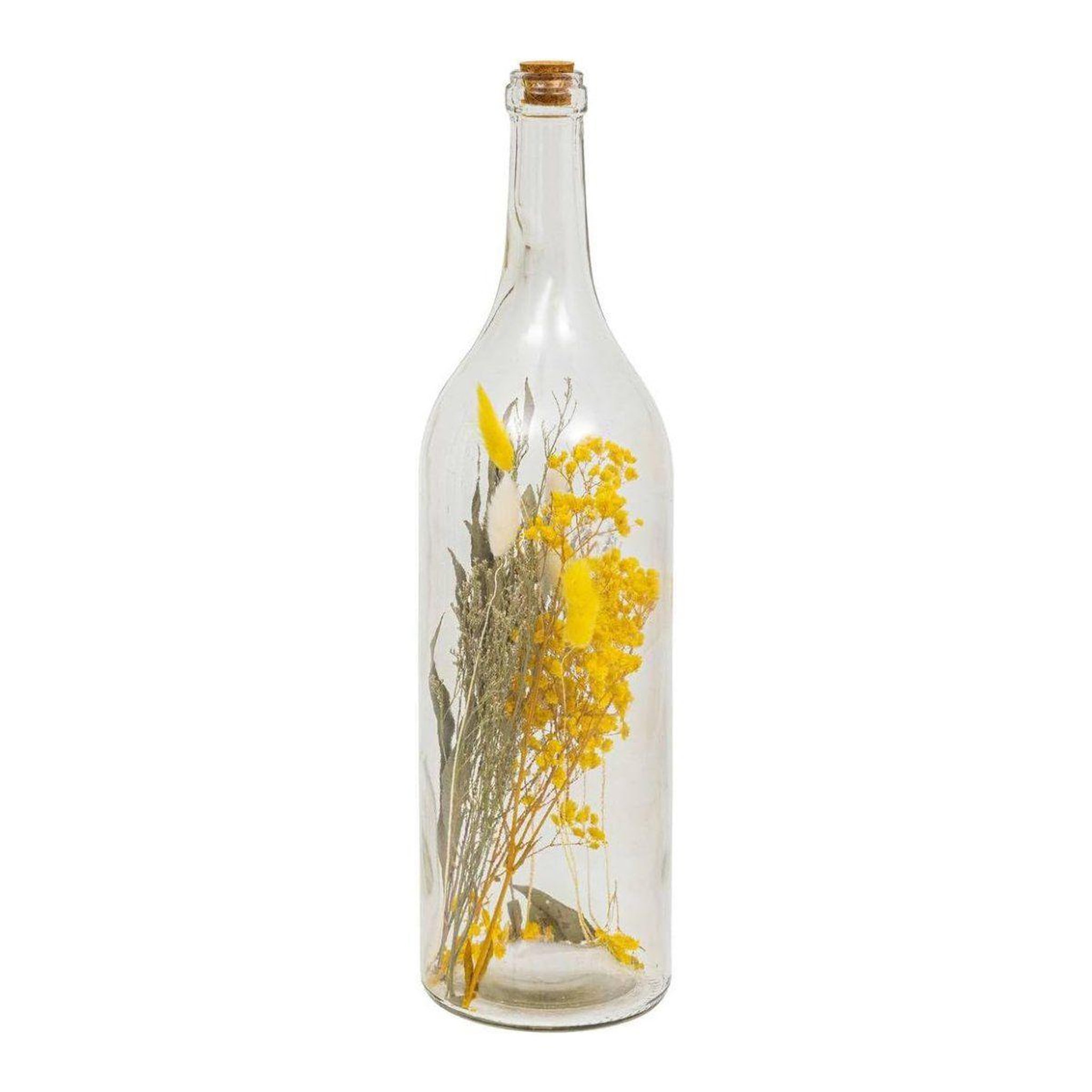 ATMOSPHERA Bouteille déco  fleurs séchées  45cm jaune