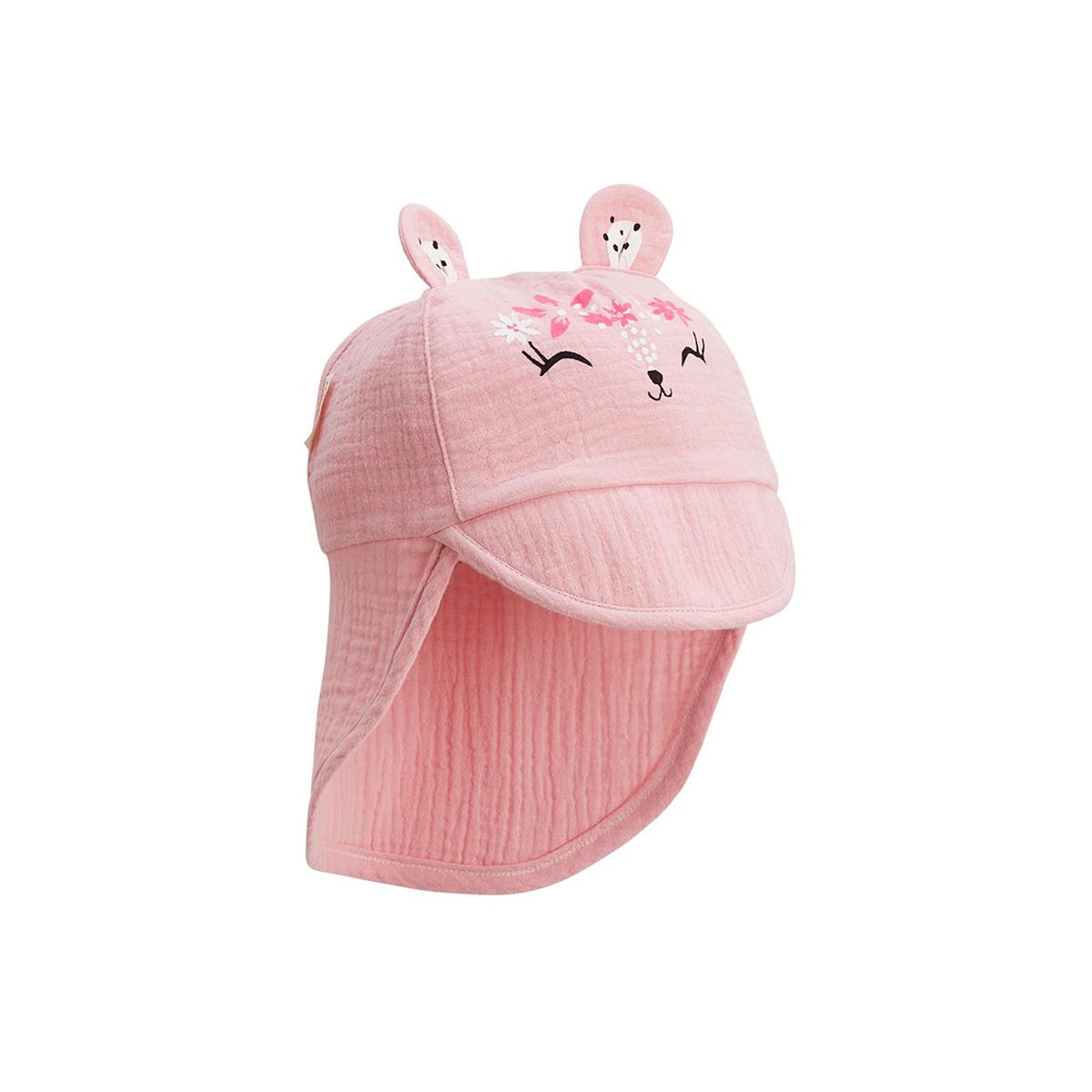 Petit Béguin Casquette cache-cou bébé en gaze de coton Bahamas