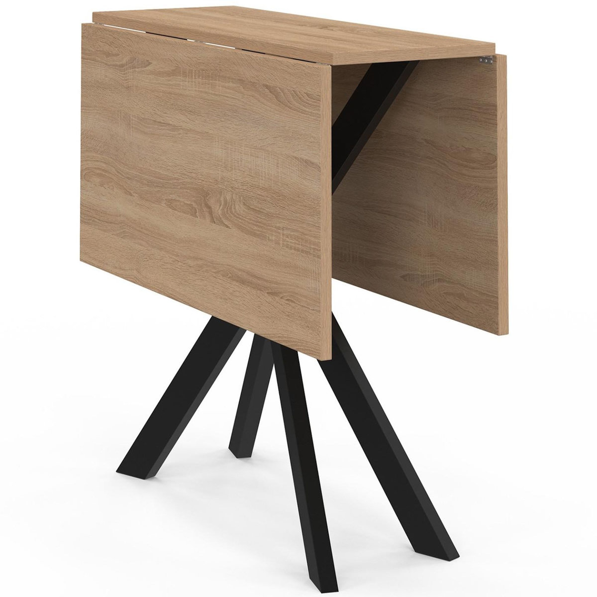 ID MARKET Table console pliable ALIX 2-4 personnes pied araignée bois et noir 103 x 76 cm