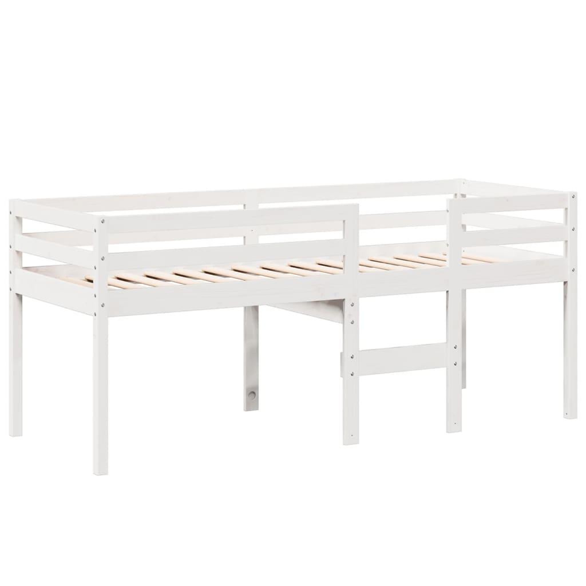 Voir la diapositive 5 : VIDAXL Lit haut sans matelas blanc 75x190 cm bois de pin massif