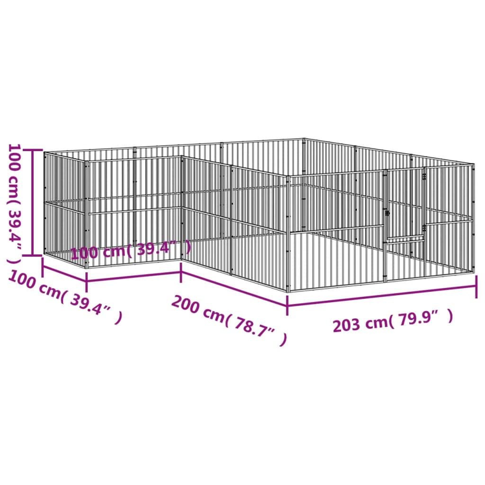 Voir la diapositive 6 : VIDAXL Parc pour chien 12 panneaux noir acier galvanise