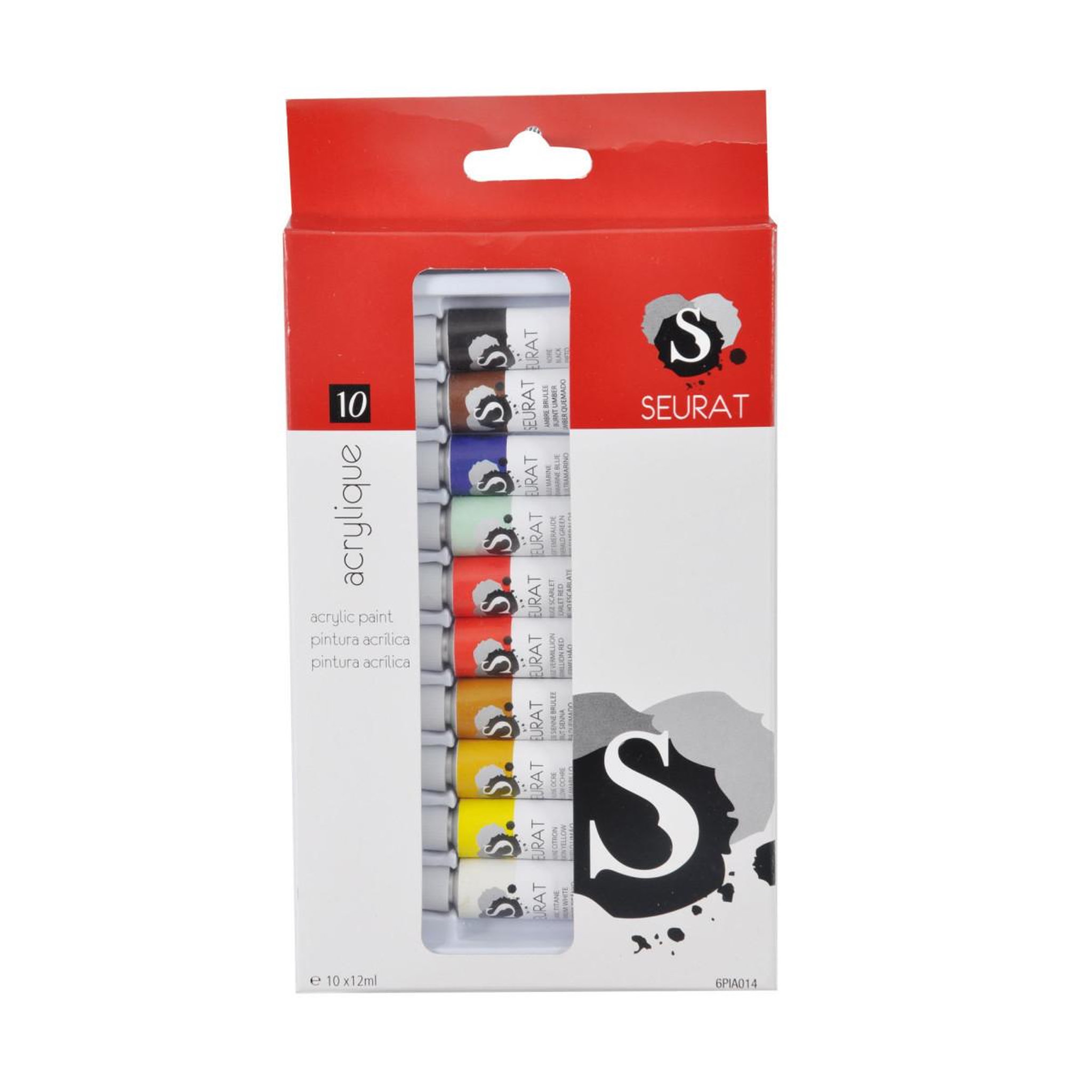 HOMEA Lot de 10 Peintures Acrylique  Set  12ml Blanc