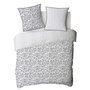 Voir la diapositive 4 : FUTURE HOME Parure de lit 2 personnes feuillage et rayures en coton