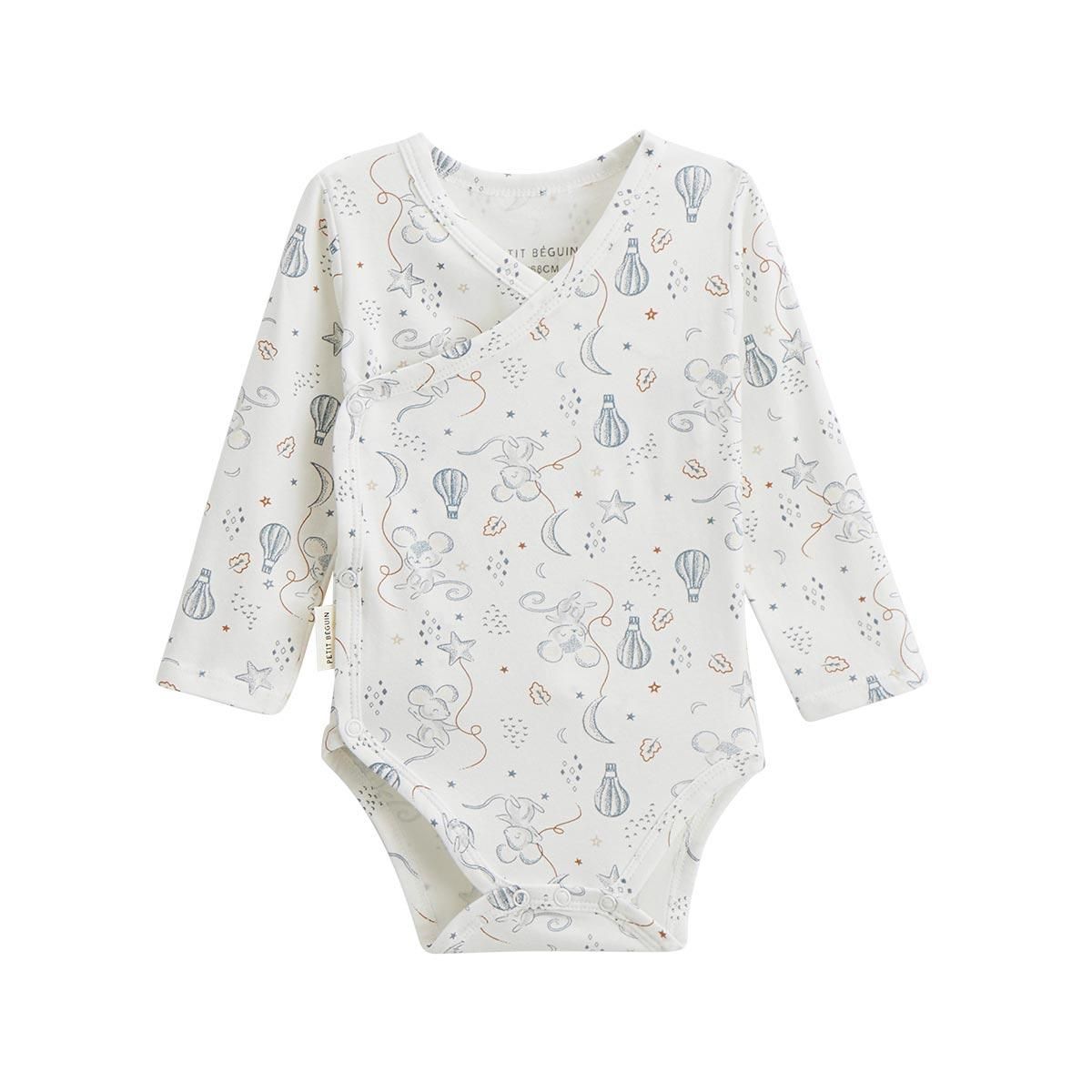 Petit Béguin Lot de 2 bodies bébé manches longues ouverture croisée Rêverie