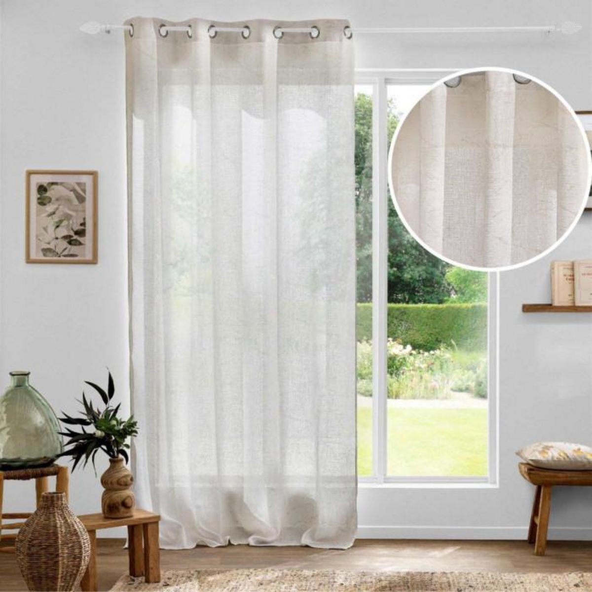 Paris Prix Rideau Voilage à Œillets  Marius  140x240cm Beige