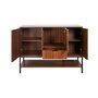 Voir la diapositive 6 : SWEEEK Buffet bas en décor noyer et pieds et poignées en métal noir L110cm - buffet haut. vaisselier. 3 portes. 1 tiroir et 3 étagères