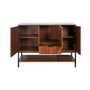 Voir la diapositive 6 : SWEEEK Buffet bas en décor noyer et pieds et poignées en métal noir L110cm - buffet haut. vaisselier. 3 portes. 1 tiroir et 3 étagères