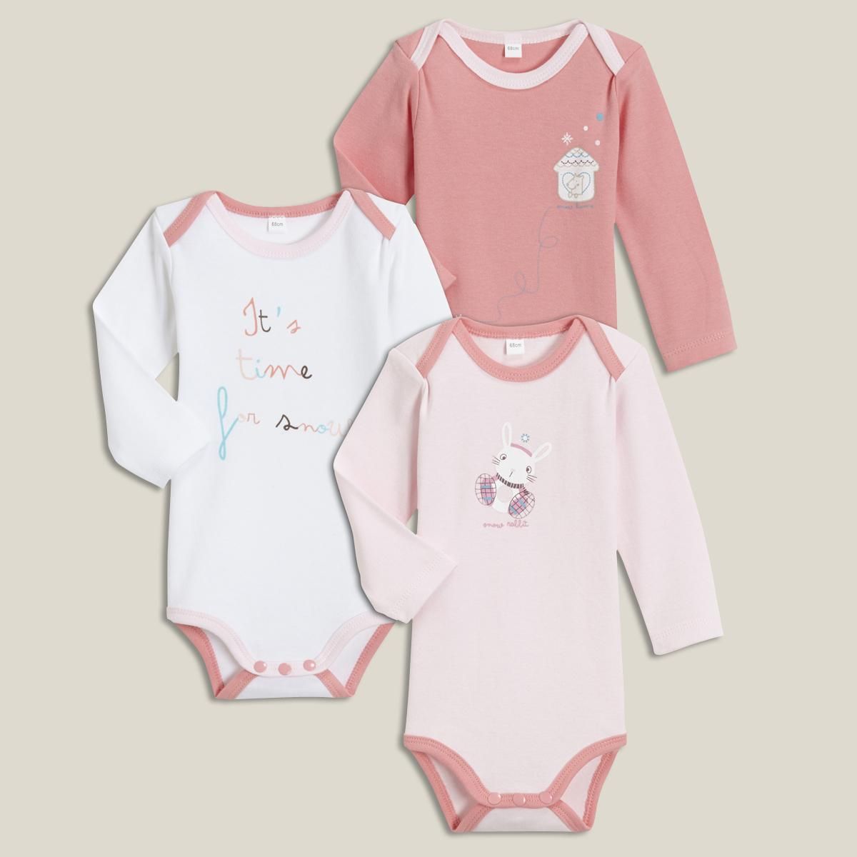 IN EXTENSO Lot de 3 bodies manches longues bébé