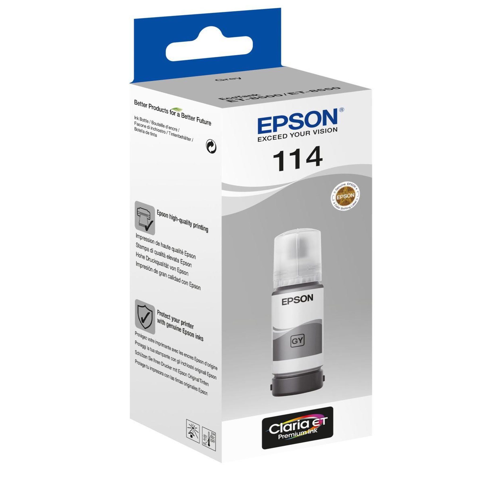 Voir la diapositive 3 : Epson Cartouche d'encre bouteille d'encre ecotank 114 grise - c13t07b540