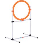 PAWHUT Agility sport pour chiens anneau d'agilité et obstacle 2 en 1 avec sac de transport plastique blanc orange