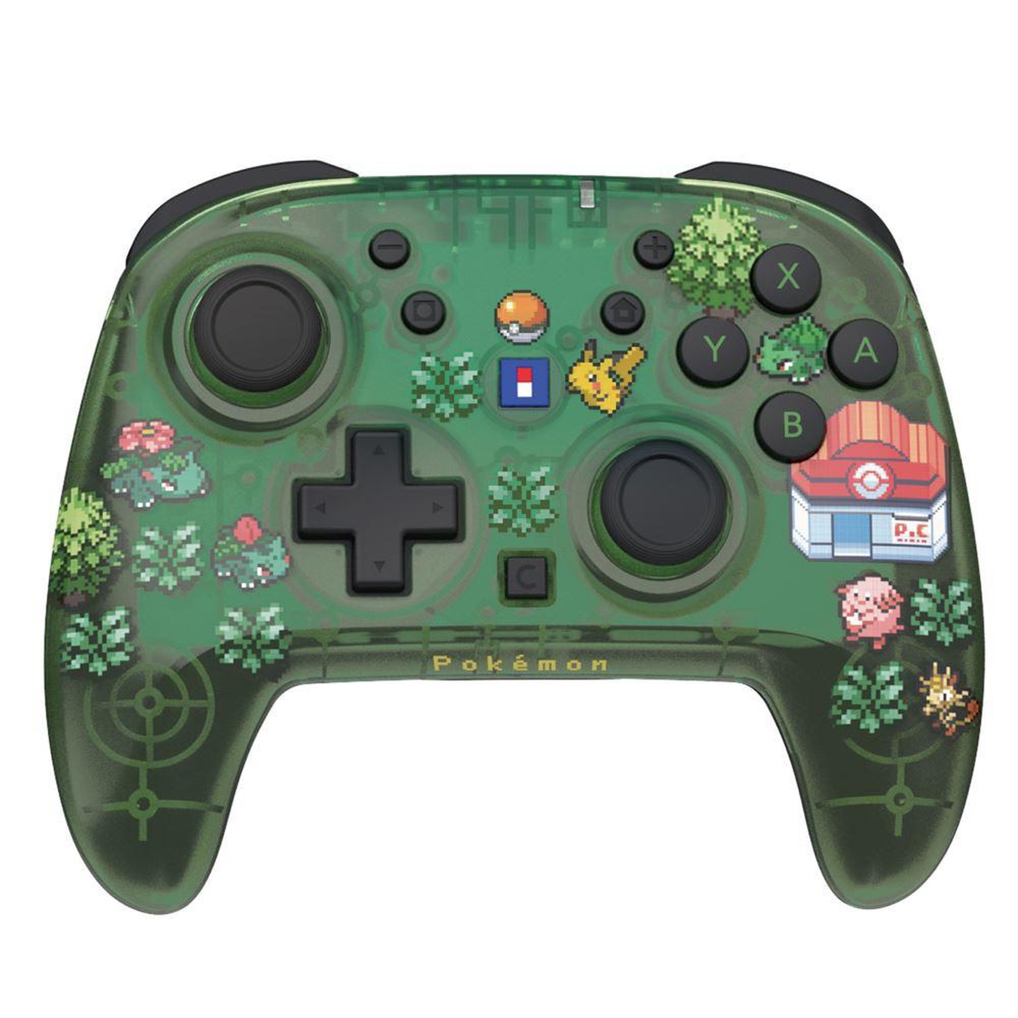 HORI Manette sans fil pour nintendo switch 2 horipad turbo pixel vert, thème pokémon, sticks tmr, gyroscope et accéléromètre, boutons turbo/assign, profils personnalisés, portée jusqu'à 10 m