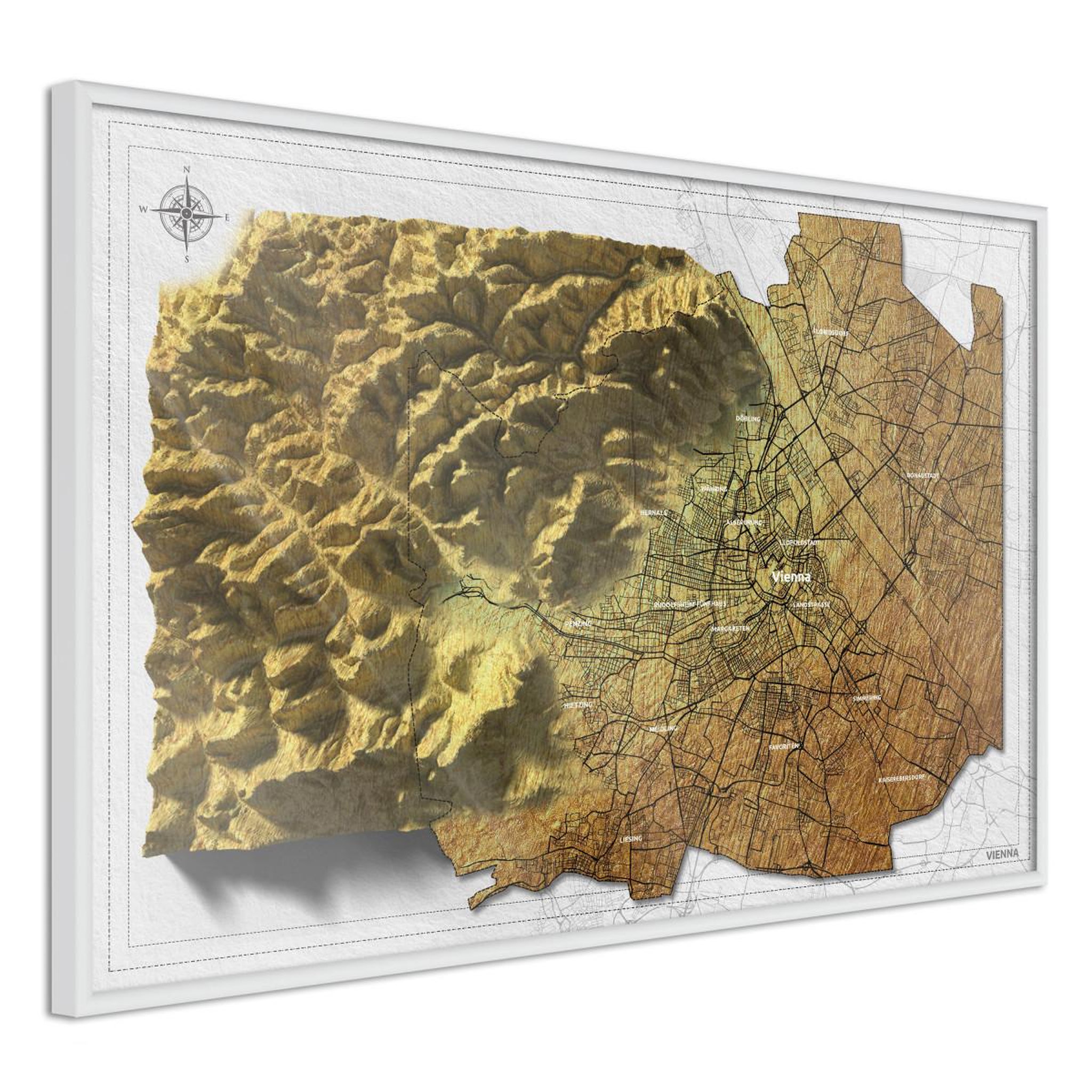 Paris Prix Affiche Murale Encadrée  Raised Relief Map Vienna