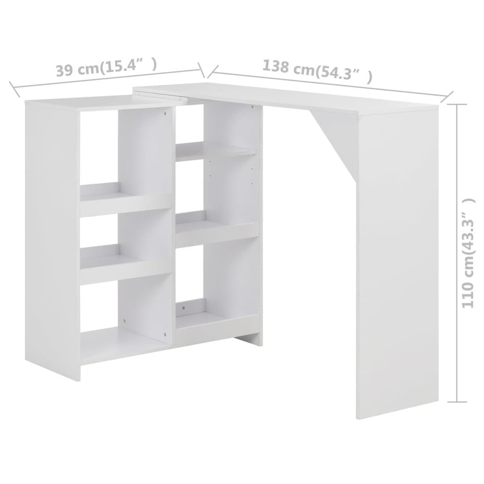 Voir la diapositive 6 : VIDAXL Table de bar avec tablette amovible Blanc 138x39x110 cm