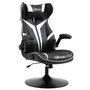 Voir la diapositive 1 : VINSETTO Fauteuil gaming base ronde métal pivotante 360° hauteur réglable tétière accoudoirs relevables PVC blanc noir
