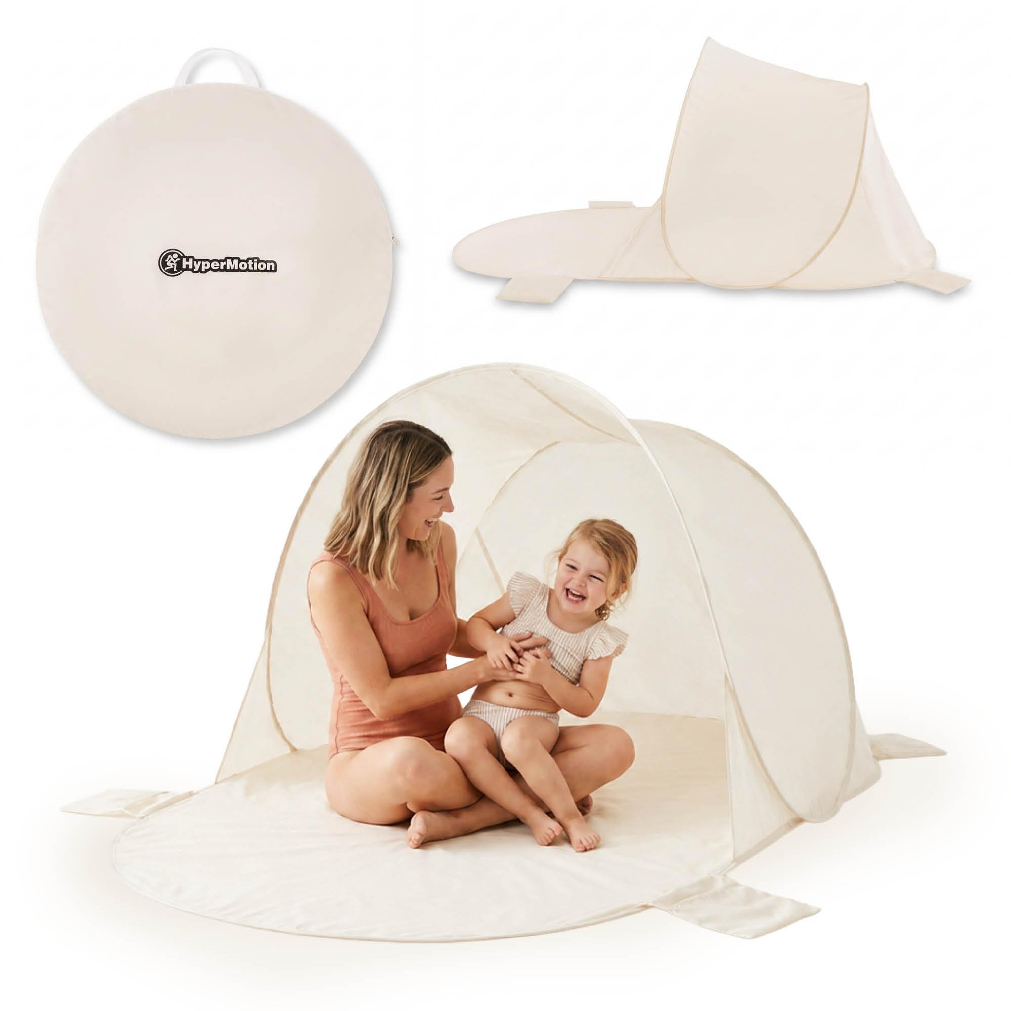 HYPERMOTION Tente de plage automontable Pop-Up HyperMotion Beige 200x130 cm avec sac
