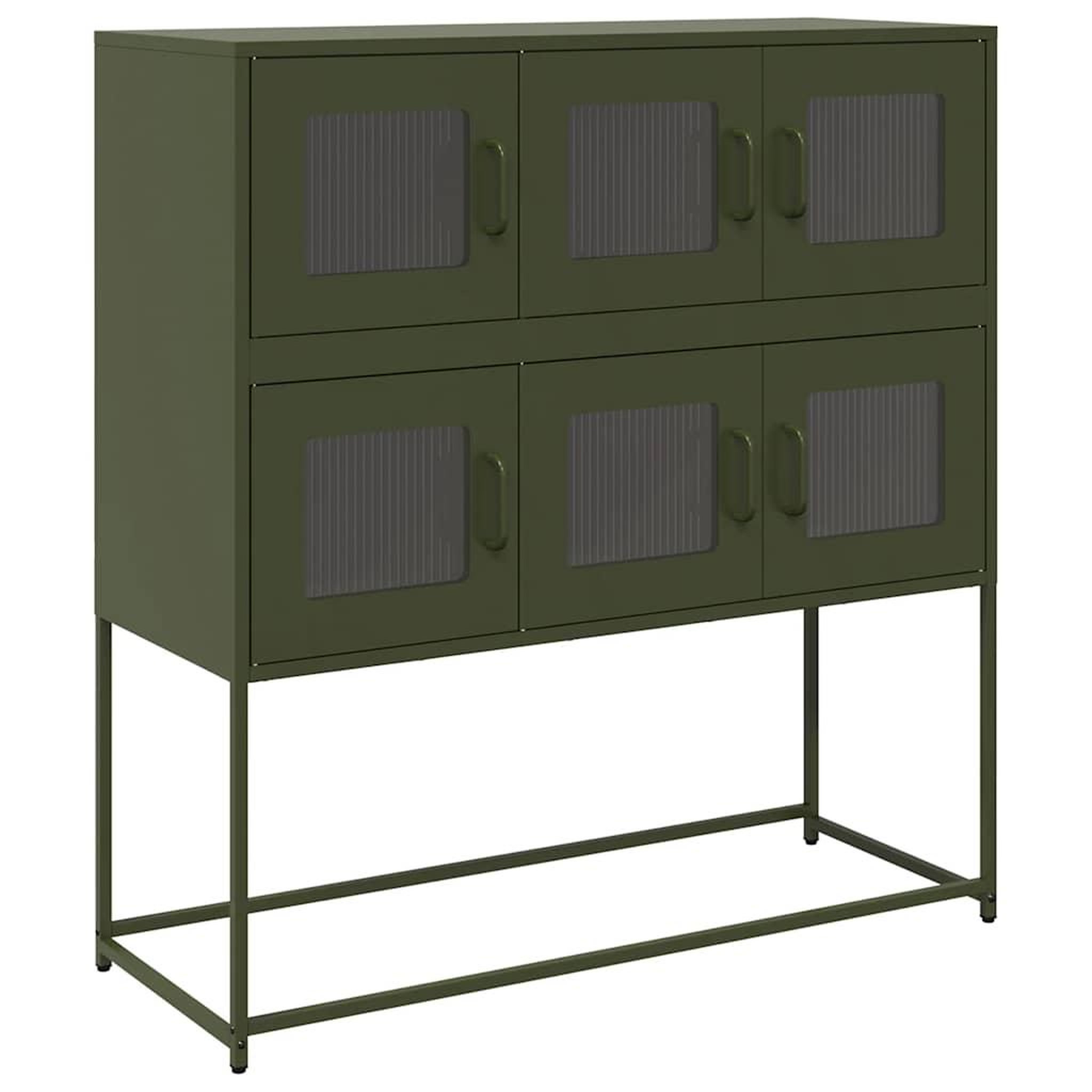 Voir la diapositive 2 : VIDAXL Buffet vert olive 100,5x39x107 cm acier lamine a froid