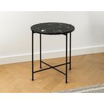 LISA DESIGN Ezaro - table basse ronde - 42 cm - plateau en marbre - pieds en acier. Coloris disponibles : Noir, Blanc, Marron
