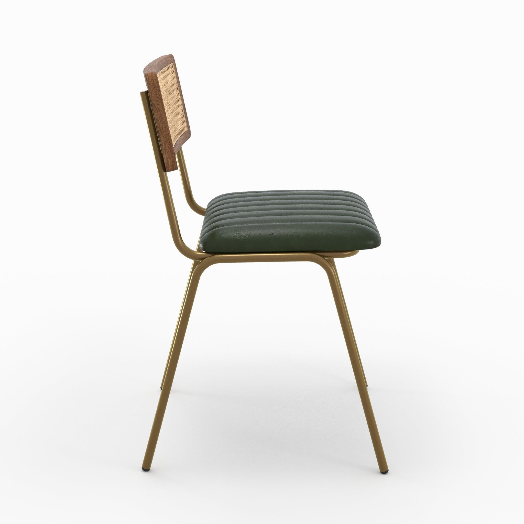 Voir la diapositive 6 : MAISON PAVANE Lot de 2 chaises en cannage et cuir vert-arsène