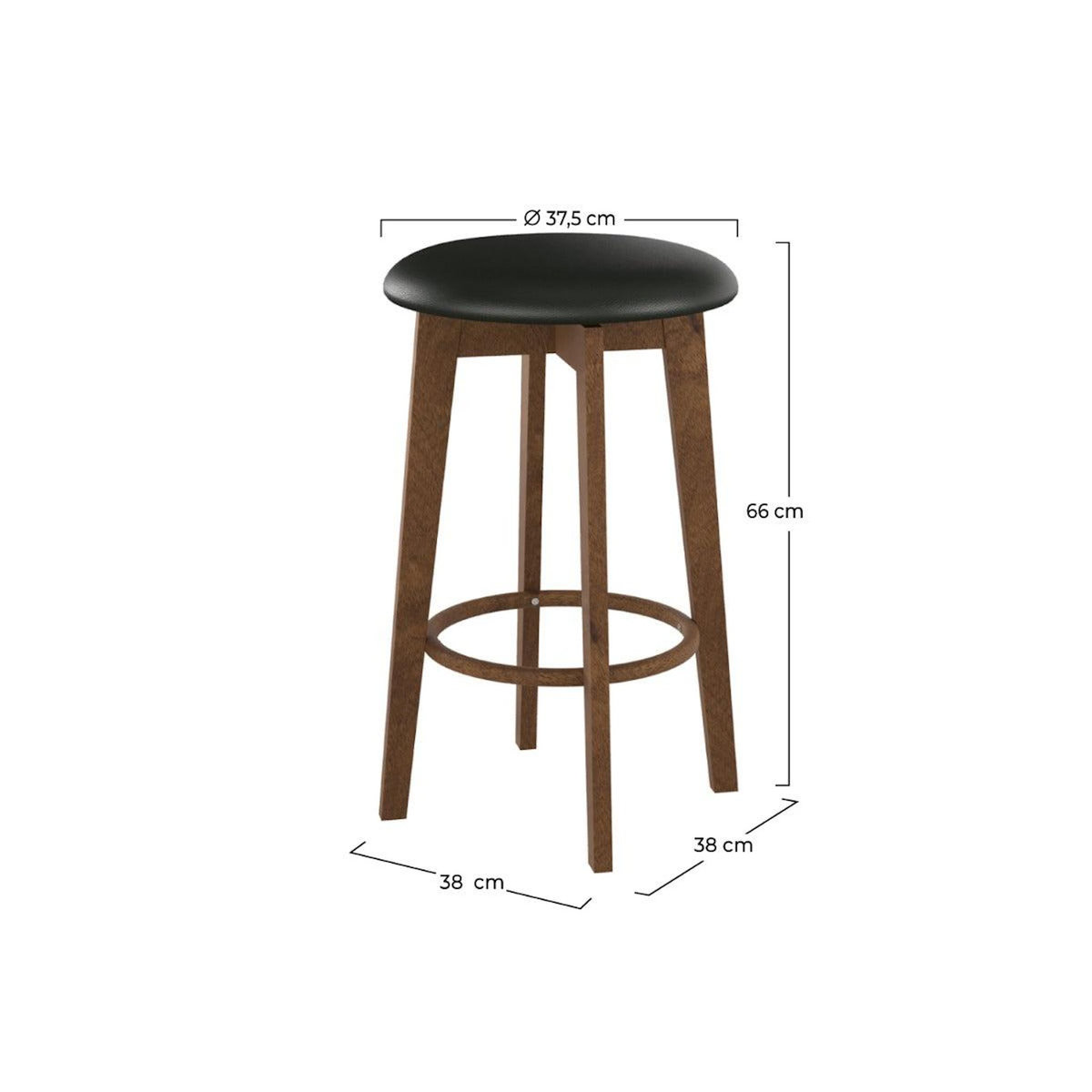 Rendez vous déco Lot de 2 tabourets pour îlot central 66 cm en cuir synthétique noir-Vahina