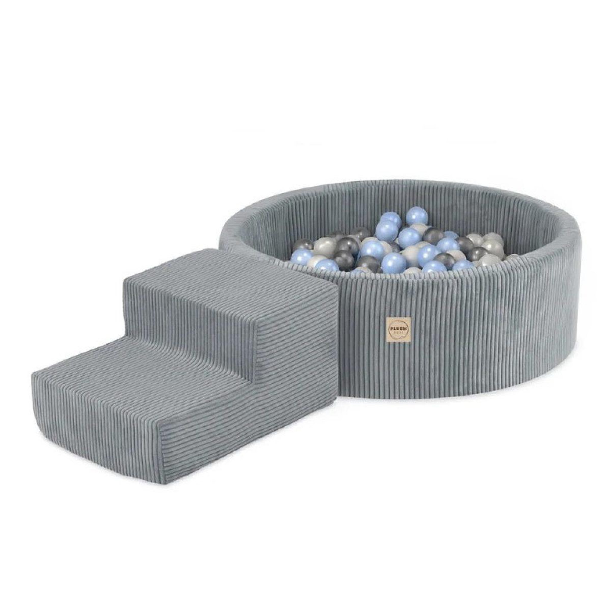 PLUSH NEST Piscine + marche 90x30 + 200 balles gris