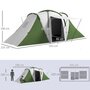 OUTSUNNY Tente de camping familiale 4-6 pers. - tente tunnel 2 grandes portes sac inclus - fibre verre polyester gris vert